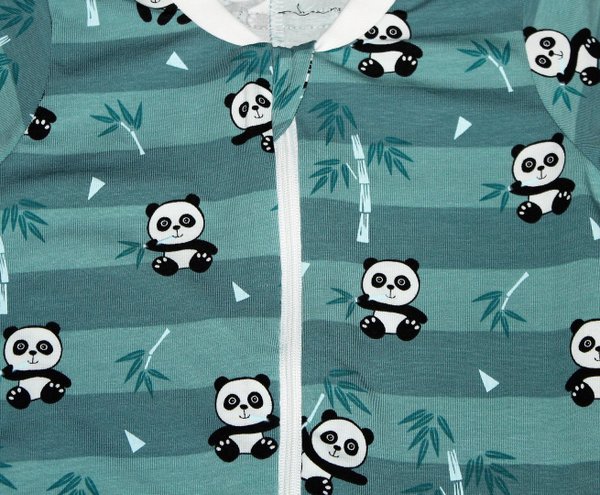 Schlafanzug  Panda mint gestreift