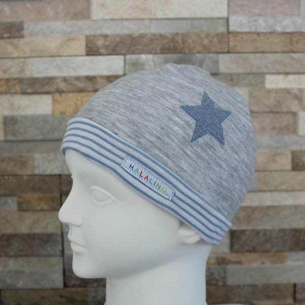 Mütze grau mit Sternen